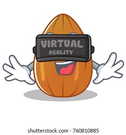 With virtual reality almond nut character cartoon