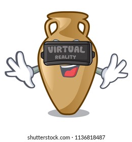 Virtual reality amphora mascot cartoon style