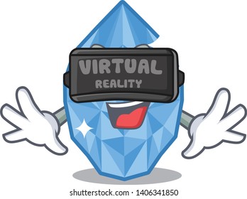 Virtual reality aquamarine gem isolated mascot