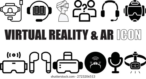 Realidade Virtual e AR Icons-Headset, simulação, dispositivos de realidade aumentada 