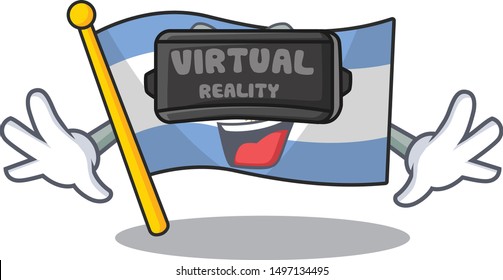Virtual reality argentina character flag folded above table