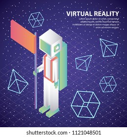 virtual reality astronaut with flag 3d figures