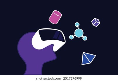 Virtual reality augmented reality stimulation illustration
