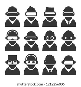 Virtual Reality Avatars Set with VR Headset. Vector