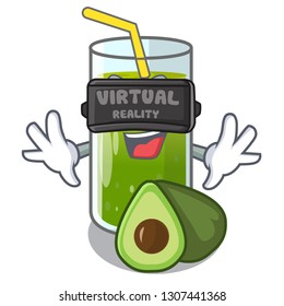 Virtual reality avocado smoothies are isolated on characters