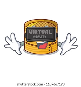 Virtual reality bamboo steamer food isolated on mascot