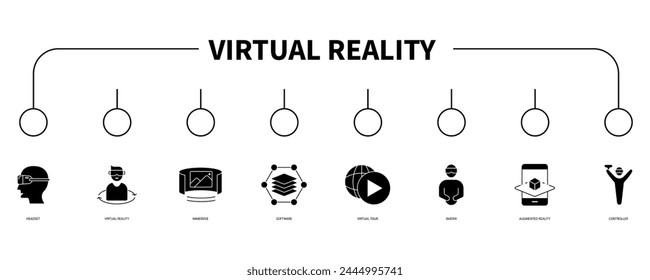 Virtual reality banner web icon vector illustration concept