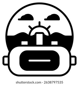 Virtual Reality Beach icon with mixed style and pixel perfect base. Suitable for website design, logo, app and UI. Based on the size of the icon in general, so it can be reduced.
