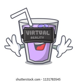 Virtual reality berry smoothie mascot cartoon