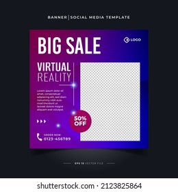 Virtual reality big sale social media banner template