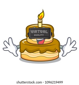 Virtual reality birthday cake mascot cartoon