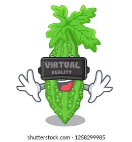 Virtual reality bitter melon character on vegetables fresh