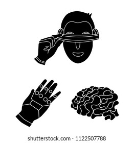 A virtual reality black icons in set collection for design. Modern technology and equipment vector symbol stock web illustration.