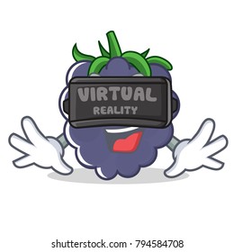 With virtual reality blackberry mascot cartoon style