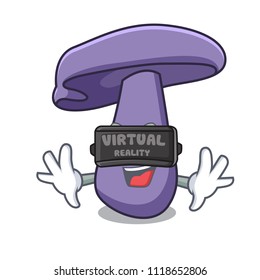 Virtual reality blewit mushroom mascot cartoon