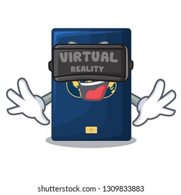 Virtual reality blue passport in the mascot bag