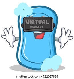 With virtual reality blue soap character cartoon