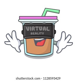 Virtual Reality Bubble Tea Mascot Cartoon