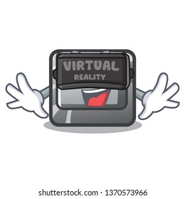 Virtual reality button F installed on cartoon computer