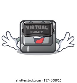 Virtual reality button O in the cartoon shape