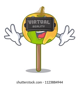 Virtual reality candy apple mascot cartoon