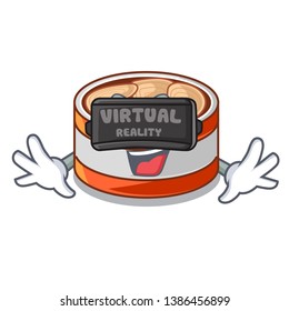 Virtual reality canned tuna in the cartoon shape