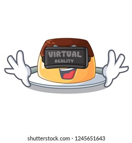 Virtual reality caramel chocolate pudding on cartoon funny