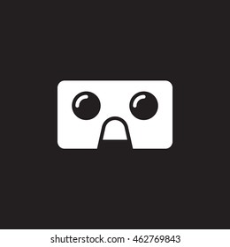 Virtual reality cardboard glasses icon vector, vr headset device solid logo illustration, pictogram isolated on black