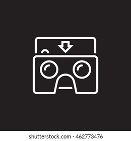 Virtual reality cardboard glasses line icon, outline vector logo illustration, linear pictogram isolated on black