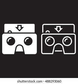 Virtual reality cardboard glasses line icon, outline and solid vector sign, linear and full pictogram isolated on black, logo illustration