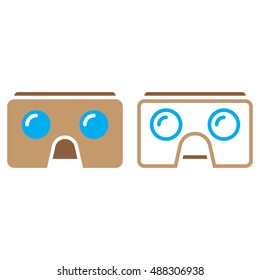 Virtual reality cardboard glasses line icon, vr headset outline and solid vector sign, linear and full pictogram isolated on white, colorful logo illustration