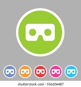 Virtual reality cardboard goggles glasses icon flat web sign symbol logo label set