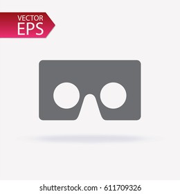 Virtual reality cardboard icon isolated on light background. Symbol of VR. 3D Glasses. 360° sign in flat style for graphic design, Web site, UI. EPS