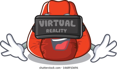 Virtual reality cartoon bean bag chair in yard