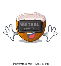 Virtual reality cartoon beverage coconuts on the beach