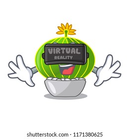 Virtual reality cartoon notocactus fuscus with beautiful spines