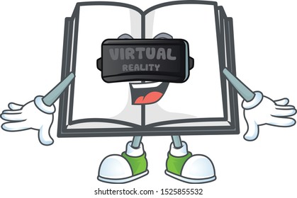 Virtual reality cartoon open book with cartoon shape