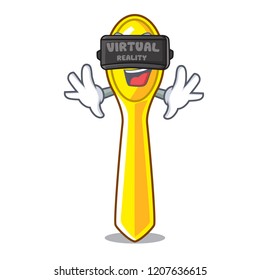 Virtual reality cartoon plastic spoon on the plate
