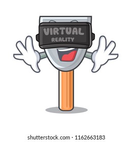 Virtual reality cartoon putty knife in plaster
