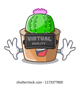 Virtual reality cartoon star cactus in flower pot