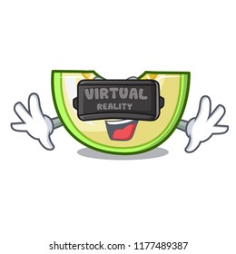 Virtual reality cartoon sweet melon slice to dessert
