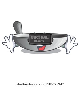 Virtual reality cartoon wok on the kitchen utensil