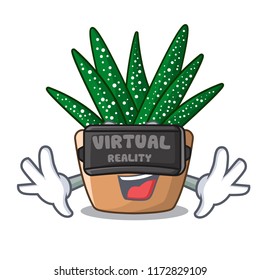 Virtual reality cartoon zebra cactus blooming in garden