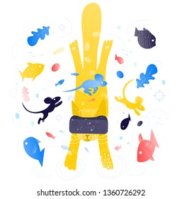 Virtual reality cat concept illustration