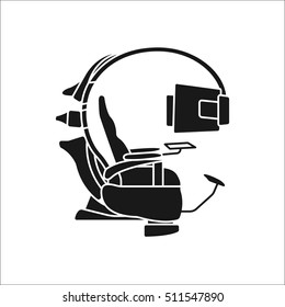 Virtual reality chair sign silhouette icon on background