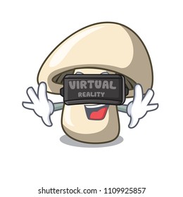 Virtual reality champignon mushroom mascot cartoon