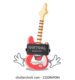 Virtual reality character electric guitar in wooden shape
