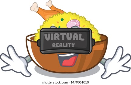 Virtual reality chicken biryani isolated in the mascot