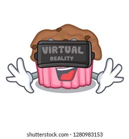 Virtual reality choclate muffins on grilled board character