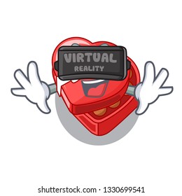 Virtual reality chovolate heart box isolated with characters